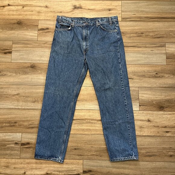 Men's VTG Levis 505 Regular Fit Denim Jeans SZ 42x32 Blue 90s Cotton Orange Tab